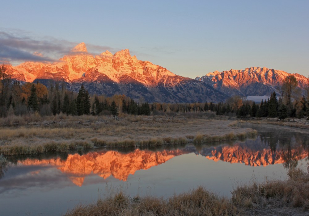 Sunrise against Tetons